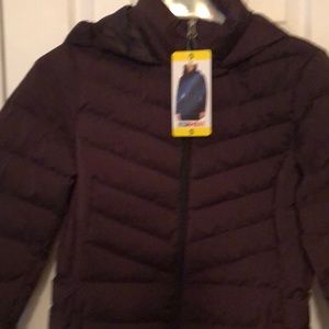 Jacket womens new size S hood 93% polyester 7% spandex lining zipper pockets